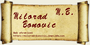 Milorad Bonović vizit kartica